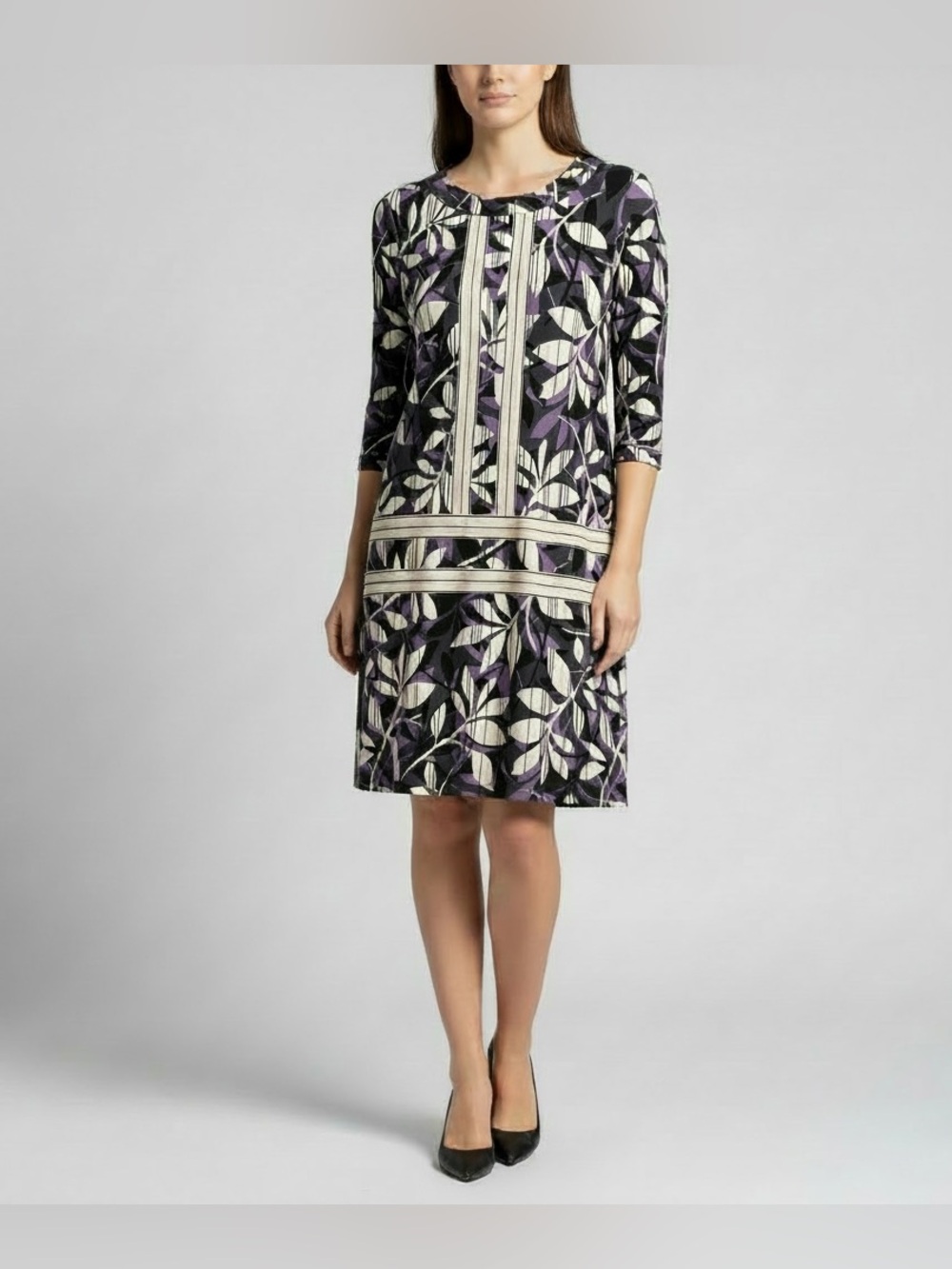 BCBG Calico Knit Shift Dress, MEDIUM